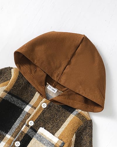 Image of Renotemy Toddler Baby Boy Clothes Winter Hoodie Flannel Boys Outfits 12M-4T | Toddler Boys Outfits,Fall Winter Long Sleeve Hoodie Sweatshirt Clothes Set,Infant Boys Flannel Plaid Top Ripped Pants Set