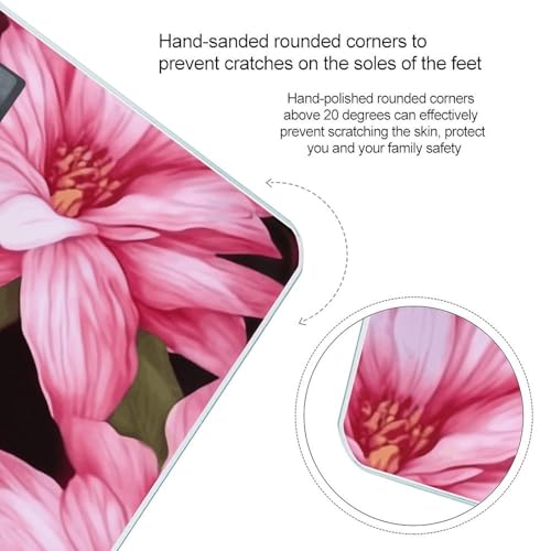 Báscula digital para baño con diseño floral y cinta métrica miniatura 4