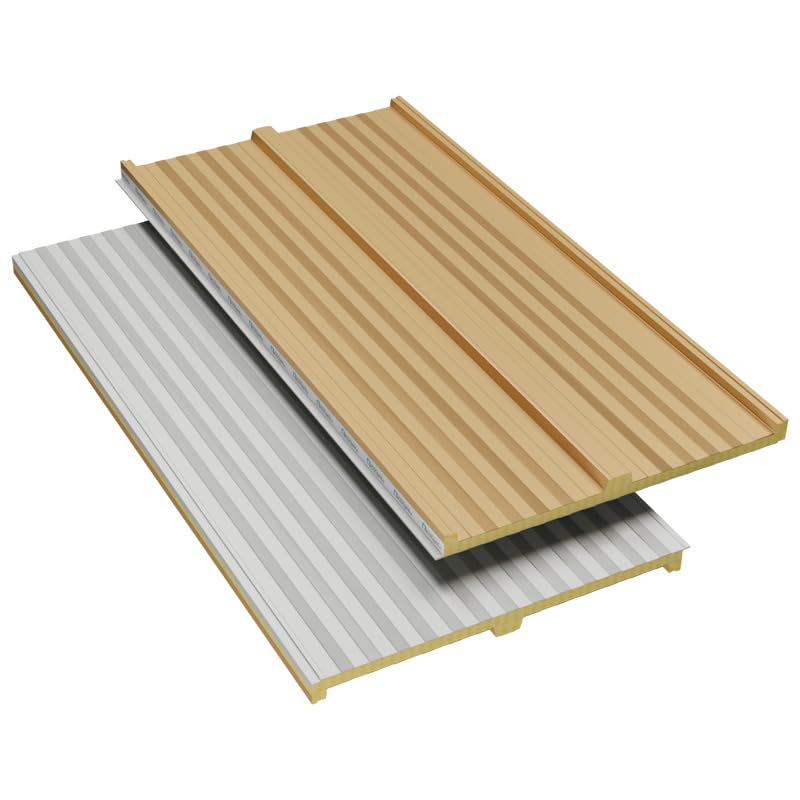 Acero Panel - Panel TAP Cubierta Tapajuntas | 2000x1100mm | Interior Blanco Pirineo - Exterior Arena | Acero Prelacado | PU | PU