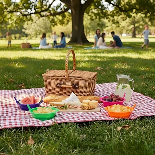 Mezchi 16 Pack Cereal Bowls with Straws, 22 Oz Breakfast Bowl, BPA-Free Sip-A-Bowl, Reusable Bowls for Milk, Soup, Dishwasher Safe, 4 Colors