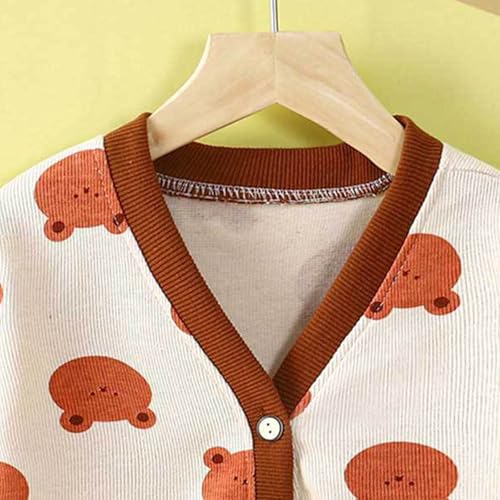 Girls Long Sleeve V Neck Button Knit Cardigan Ribbed Cuffs Sweaters4