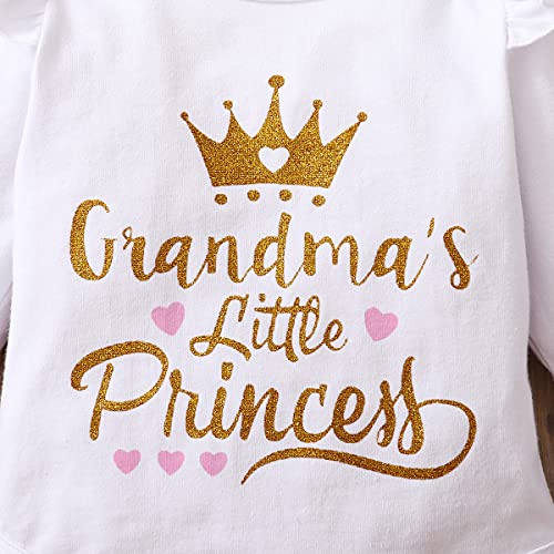 Grnshts Newborn Baby Girls Skirt Set Infant Grandma's Princess Romper Bodysuit Tutu Skirt Headband Outfit Clothes (Pink, 3-6 Months) #TOP3