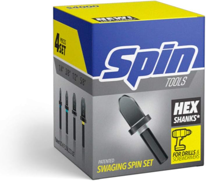 SPIN S4000 4-Piece Drill Bit Swaging Set, 1/4, 3/8, 1/2, & 5/8"