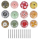12 Arten von bunten Keramikgriffen: Die Verpackung enthält 12 Keramikgriffe mit unterschiedlichen Mustern, darunter Gelb, Grün, Rot, Rosa usw. Die leuchtenden Farben machen Ihre Raumdekoration voller Leben.