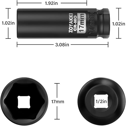 Miniatura 378 de Enchufe de impacto de 6 PT de 1/2" x 0.827 in de profundidad, CR-MO, 1/2 pulgada de accionamiento de 6 puntos para una fácil extracción