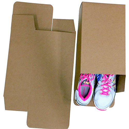 Bubblefast! Brand One Piece Reverse Tuck Carton Storage Shoe Boxes for Large Shoes, Pack of 50
