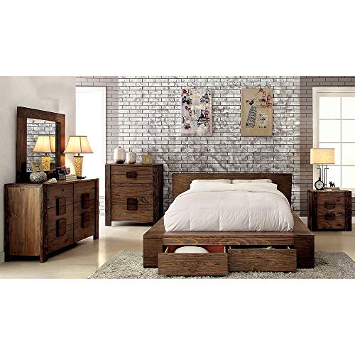 Furniture Of America Shaylen Ii Rustic Natural Tone Low Profile Storage Bed King #TOP2