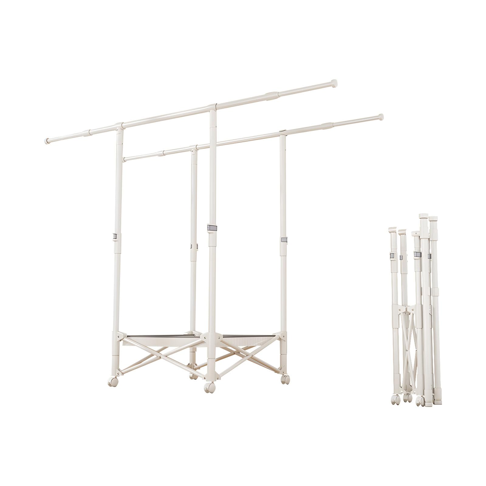 DSLKGWE Retractable Folding Clothesline Rack, No Mesh Heavy Duty Adjustable Extendable Laundry Hanger, Portable Drying, for Backyard Balcony Patio Household Outdoor Clothes