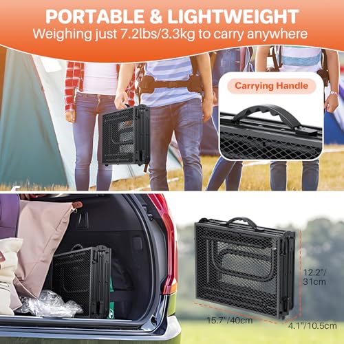 FUNYKICH Portable BBQ Table for Outside(87x40cm), 3 Height Adjustable Folding Grill Table, Lightweight Metal Aluminum Camping Table with Portable Handle for Camping, Picnic, BBQ, Black - Image 3