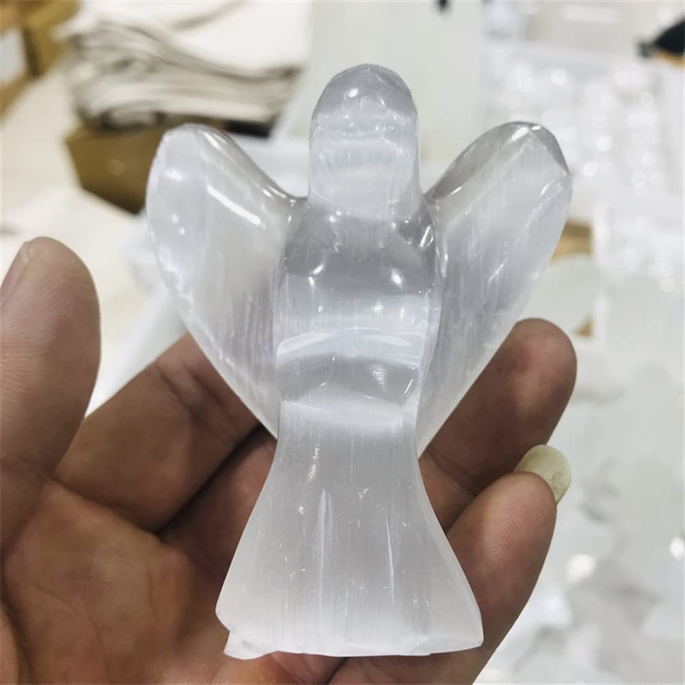 Kolekcje Domowe Kryształowa Dekoracja Anioła Stróża Figurka Naturalny Biały Selenit Surowe Kryształy Ręcznie Rzeźbiony Gips Kryształ Kamień Wystrój Domu DIY Prezenty 1 PC Dekoracja Domu (rozmiar: 20cm