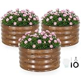 INNO STAGE 3 Pcs Round Galvanized Raised Garden Beds,2x2x1ft Grain