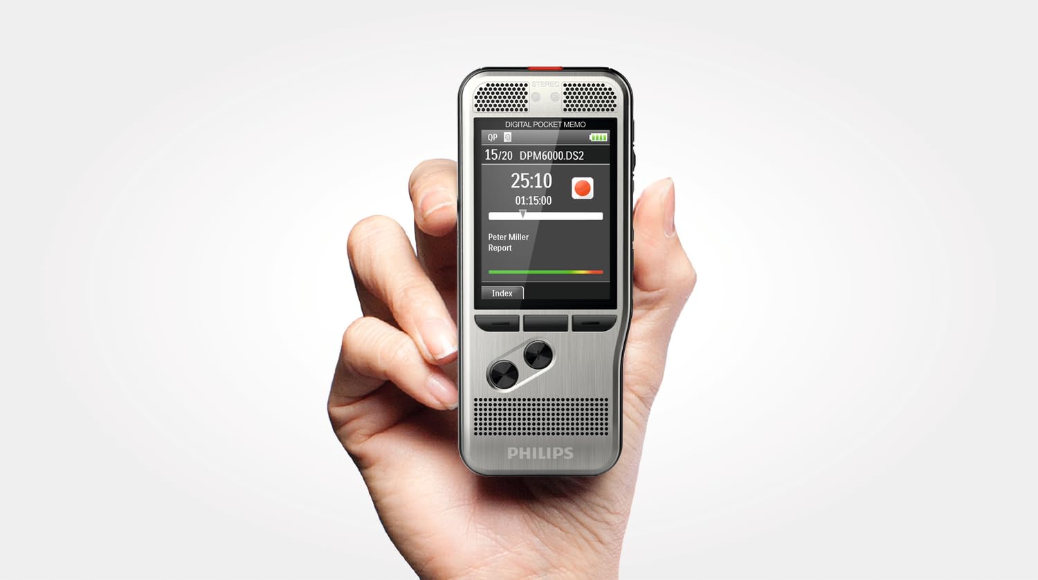 Philips PocketMemo DPM6000 Digitales Diktiergerät, Audiorecorder, Aufnahmegerät inkl. Diktiersoftware SpeechExec Basic 2-Jahres-ABO