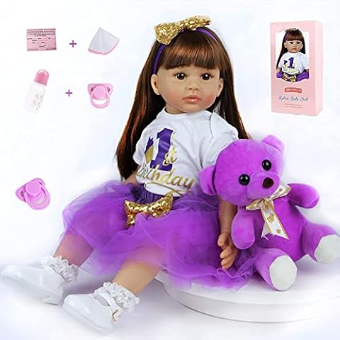 ZIYIUI Reborn 61 cm Reborn Baby Dolls Girl winyl miękki silikon prawdziwe życie ręcznie robione noworodek realistyczna dziewczyna w fioletowej sukience niemowlęta lalka chłopiec i dziewczynka zabawki