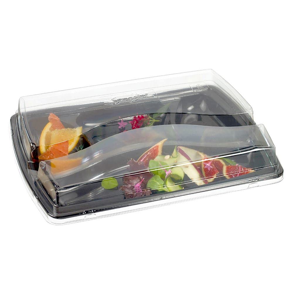 García de Pou 208.68 Bandejas Comida para Llevar y Tapa, 34 x 24 cm, 100 unidades, Blanco