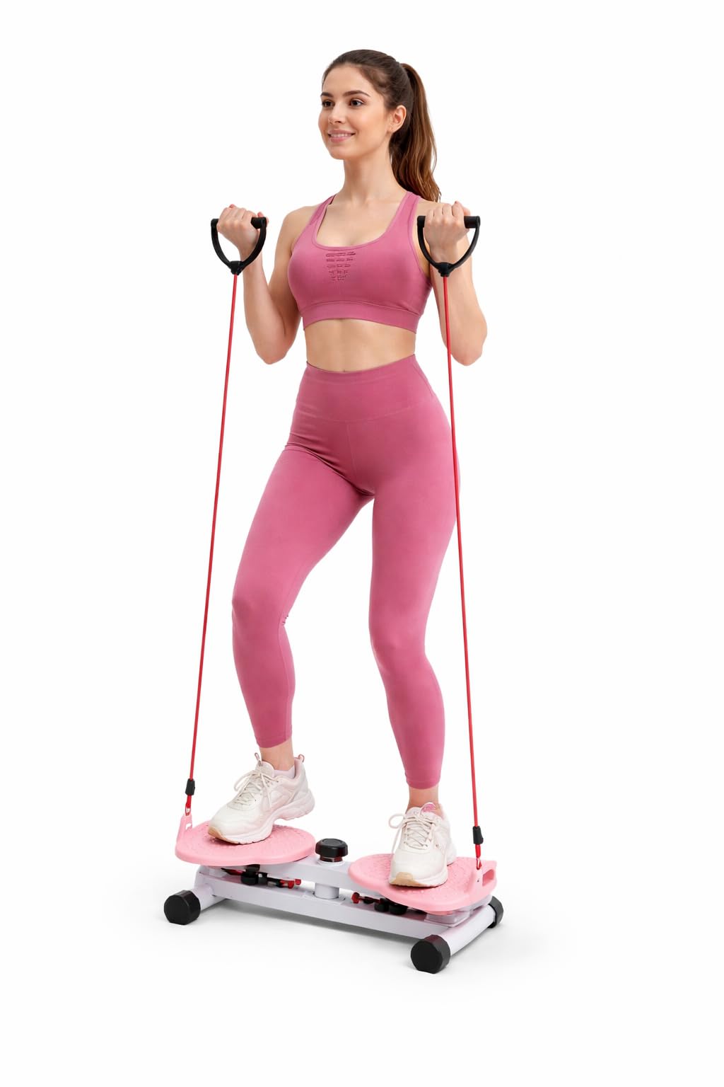 Twist Stepper for Home Workout with Resistance Bands 2-in-1 Mini Stair Stepper Exercise Machine for Weight Loss, Thigh, Glutes & Cardio Silent Hydraulic System Compact Fitness Equipment-image-22