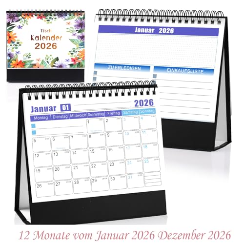 Tischkalender 2026 12 Monats Quer Monatskalender von Januar bis Dezember 2026 Kalender 2026 Tischkalender Stehkalender 2026 tischkalender 2026 zum Aufstellen Aufstellkalender 2026