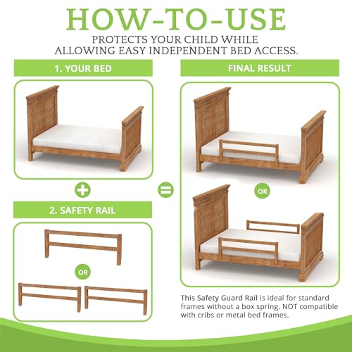 Image of Safety Guard Rail for Baby, Kids, and Children - Solid Wood Safety Bed Rail for Toddlers - Easy Installation - Premium Protection for Bunk, Twin, Full, Queen and King Size Beds - (Natural Rustic)
