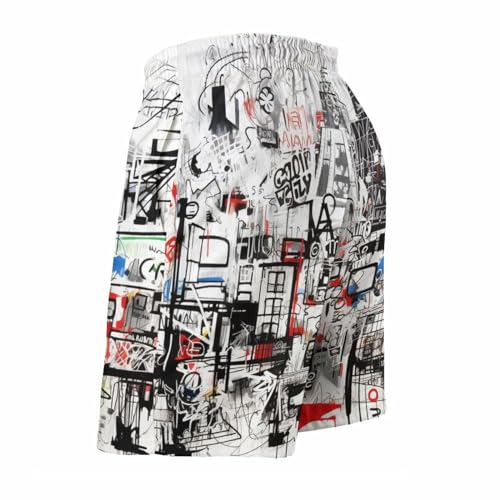 Funny Graffiti Style Swim Trunks for Men Summer Swimsuit Breathable Mesh Lining with Pocket4