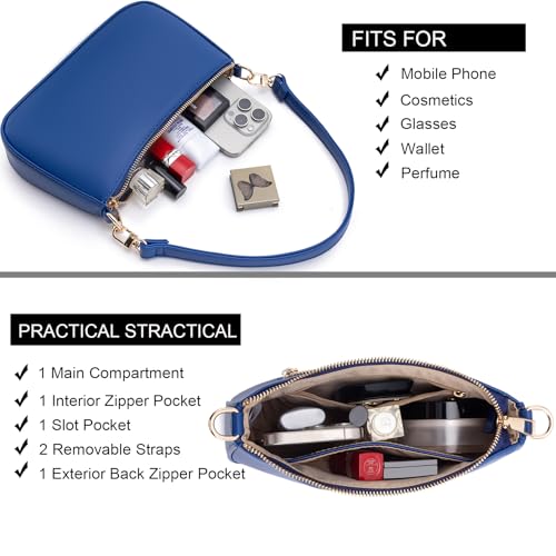 Image of Shoulder Bag for Women Retro Vegan Leather Classic Clutch Tote HandBags Purses with Zipper Closure