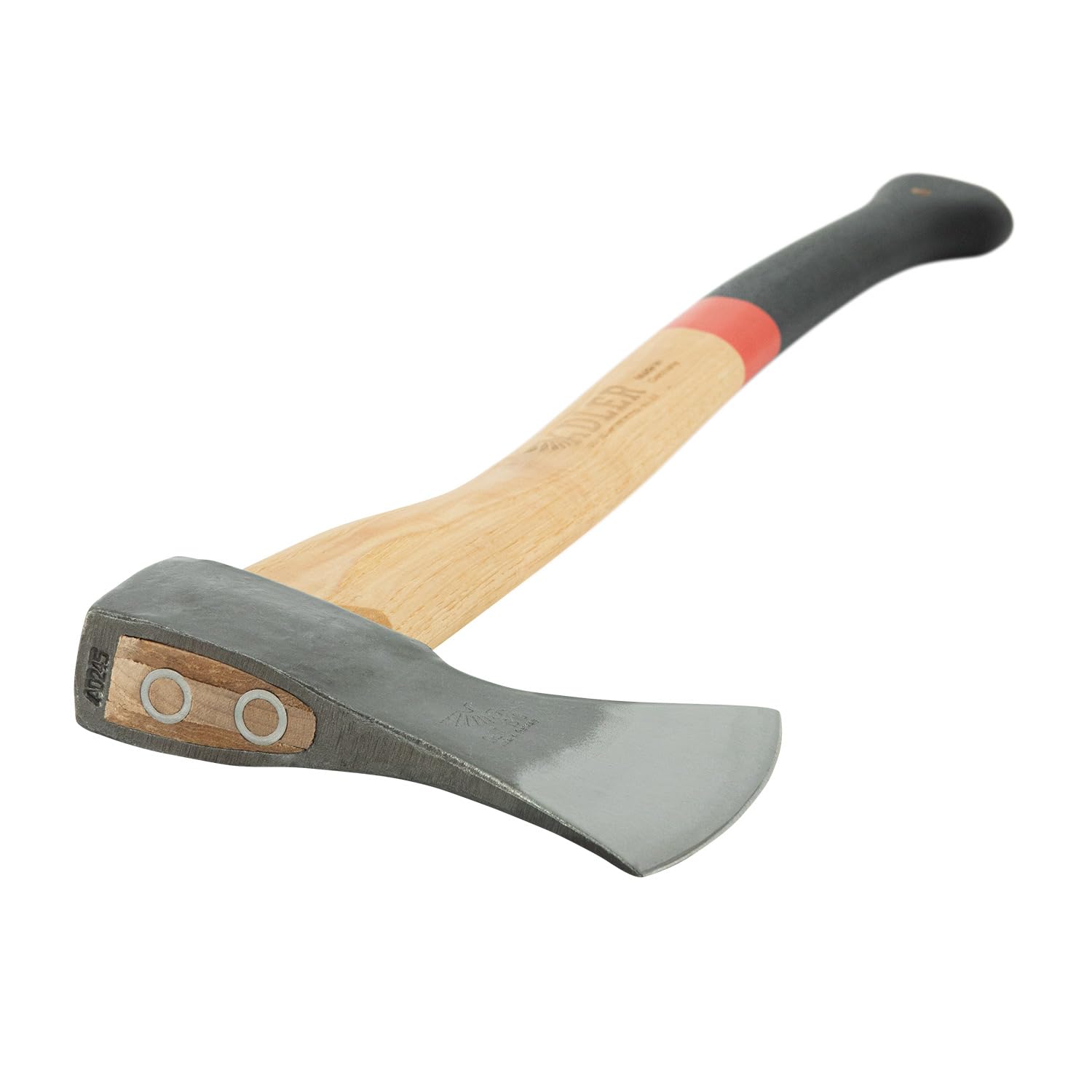 ADLER Rheinlandaxt 1250g – 70 cm Hickorystiel – C60 Stahl – Schwarz/Rot – Fällen, Entasten & Spalten bis Ø20cm – inkl. Lederschutz – Made in Germany