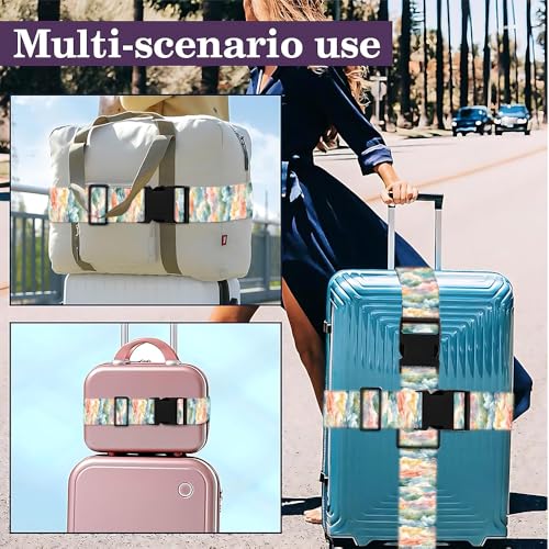 Image of Watercolor Cloud Luggage Straps 2 Pack - Pastel Sky Pattern Suitcase Belts with Quick-Release Buckle, Spring Summer Travel Accessories