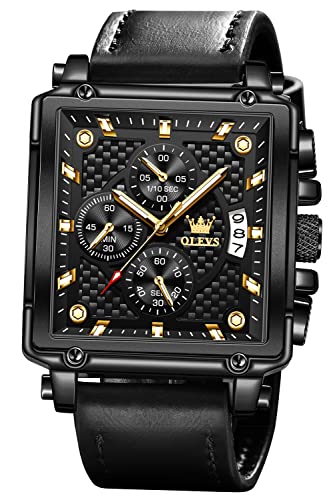 Image of OLEVS Square Watches for Men Chronograph Fashion Business Watch Luminous Waterproof Casual Wrist Watches