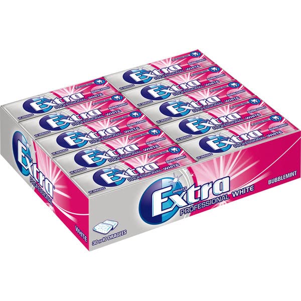 30 Packungen Wrigley´s Extra Professional White BUBBLEMINT Bubbelmint a 15g Kaugummi 30 x 10 Dragees