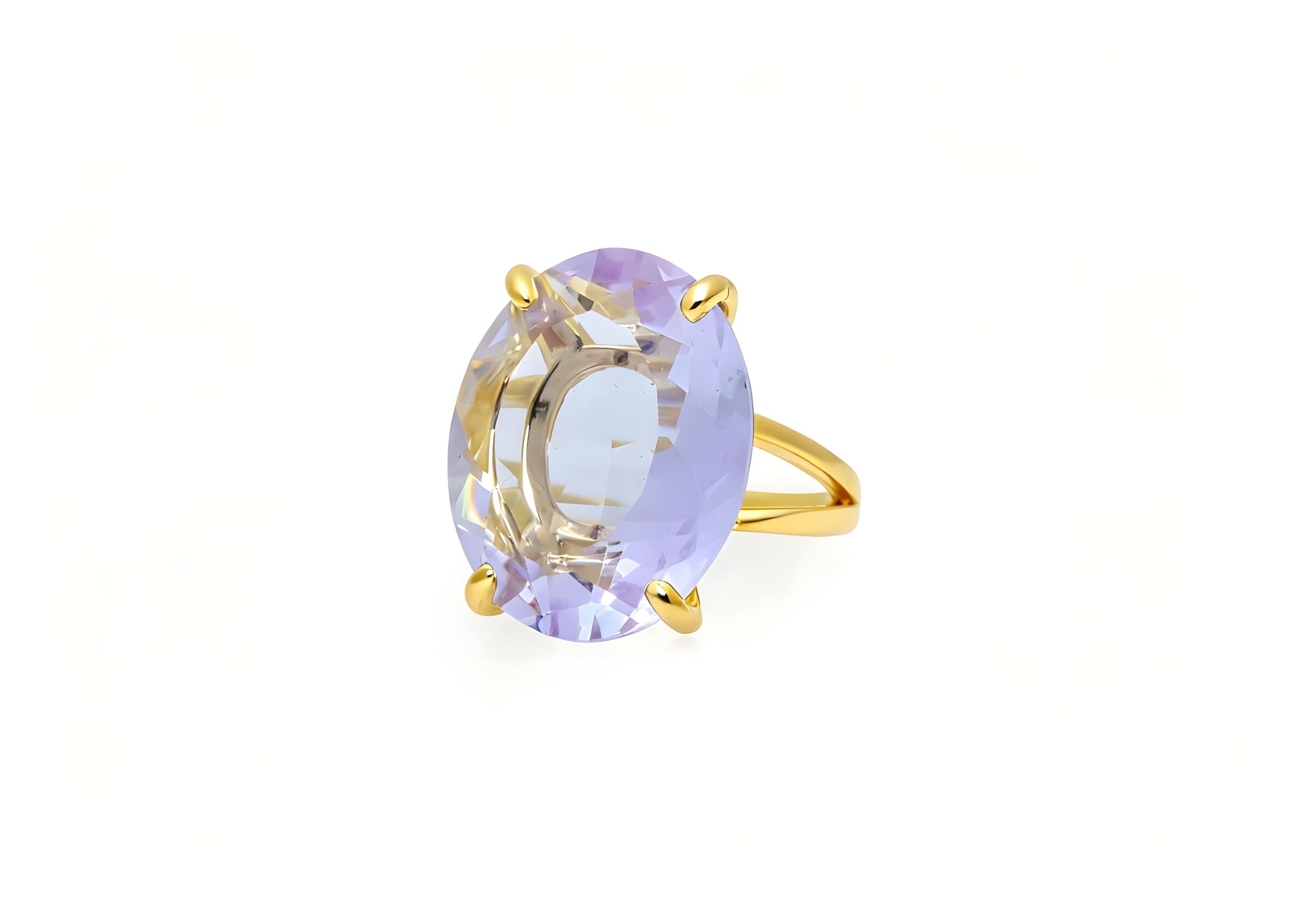 Anillo de Tanzanita de Cóctel - Declaración Anillo de Oro de 14k - Anillos Ovalados de Moda para Mujeres para Compromiso, Cumpleaños, Aniversario de Bodas, Regalo para Ella