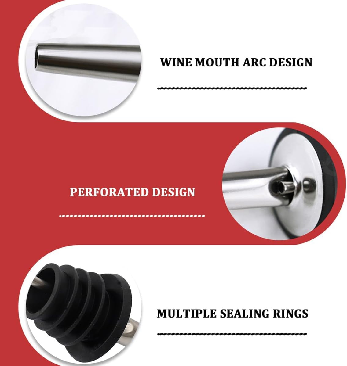 Stainless Steel Bottle Pourers Tapered Liquor Pourers with Rubber Dust Caps Tapered Spouts Set Bar Supplies Vinegar Bottle Dispenser Wine Liquor Spout Bar Bartender Accessories (40Pcs)