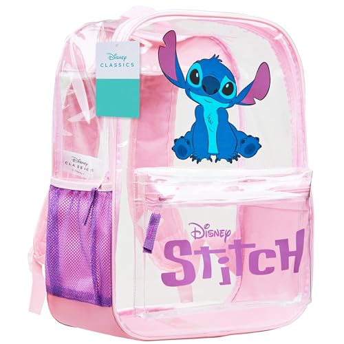 Disney Stitch Sac à Dos Fille et Ado, Sac Transparent Mignon, Cartable Fille Mode École College Voyage Travail, Idée Cadeau