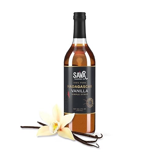 SAVA Madagascar - Jarabe de vainilla 100% puro hecho de granos de vainilla de Madagascar gourmet reales con azúcar de caña orgánica, postres,