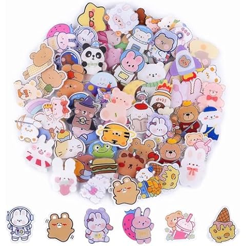 65PCS Acrylic Brooch Pins, Lorvain Cute Aesthetic Badges Pin Kawaii Backpack Pins Sheep Rabbit Dog Bear Girl Cartoon Brooch Pin for Backpacks Bags Jackets Hoodies Hats Cover