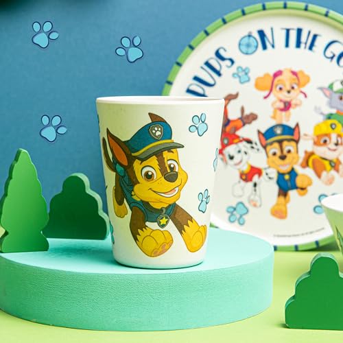 Image of Zak Designs PAW Patrol Kids Dinnerware Set 3 Pieces, Durable and Sustainable Melamine Bamboo Plate, Bowl, and Tumbler are Perfect For Dinner Time With Family (Chase, Marshall, Skye & Friends)