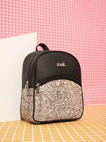 Image of ZOUK Dalila Mini Daypack | Stylish Small Backpack for Women | Compact | Bag for Girls | Daily College Use | Travel Day Pack | Vegan Leather | Handcrafted | Water-Resistant