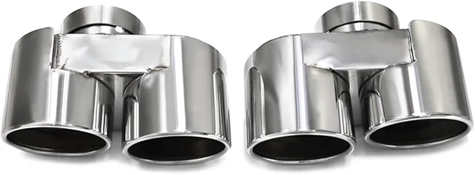 Quad Exhaust Tip Compatible For BMW 3 Series G20 G21 330i 330e 2019+ Tailtip Muffler Tip Exhaust Tip Carbon Fiber NozzleSilver