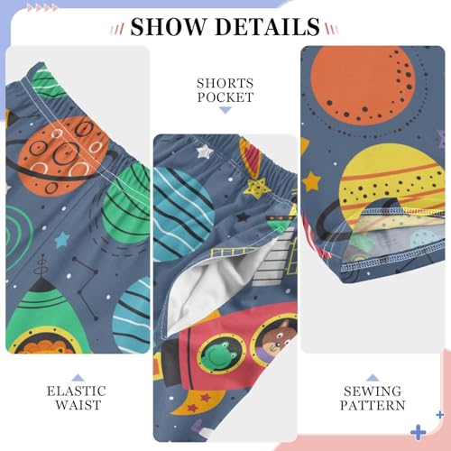 ZZXXB Bear Raccoon Astronaut Boys Long Pants Soft Trousers Elastic Waist Kids Lounge Bottoms with Pockets S-XL4