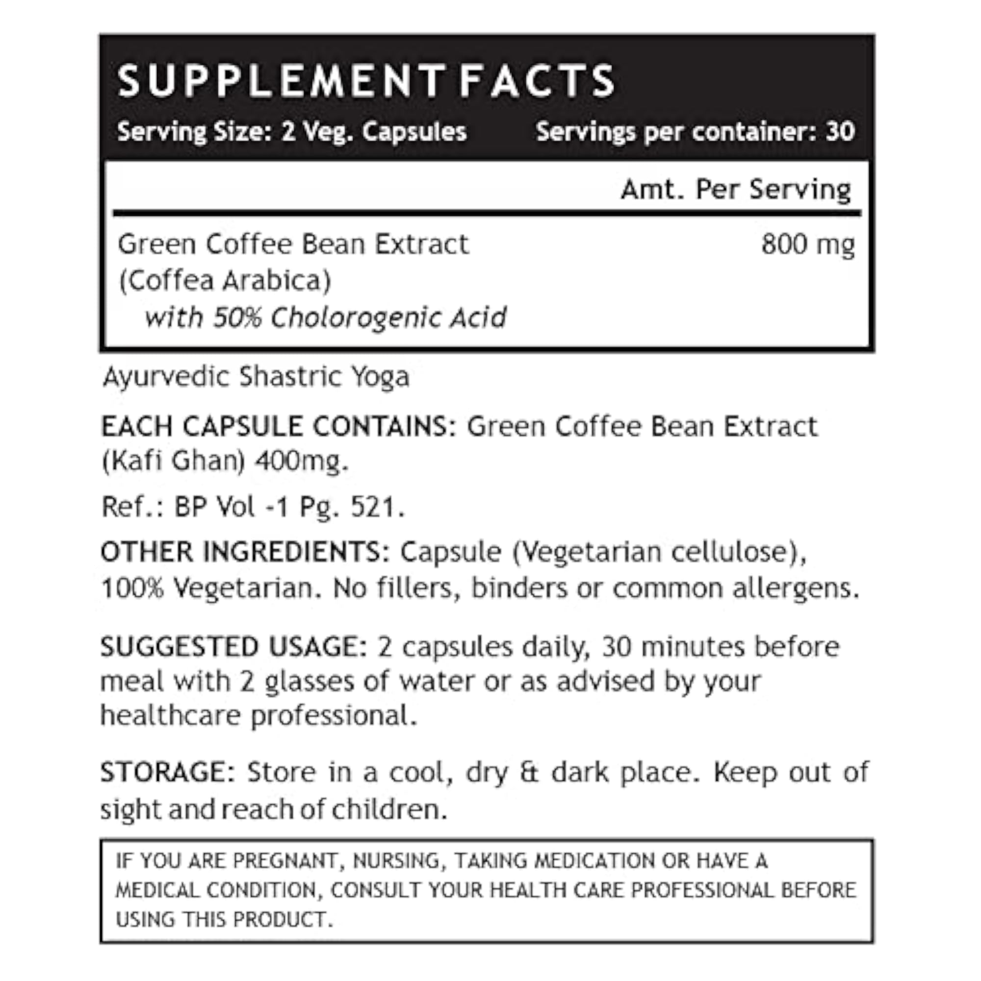 INLIFE Green Coffee Beans Extract Capsules, 800 mg - 60 Vegetarian Capsules