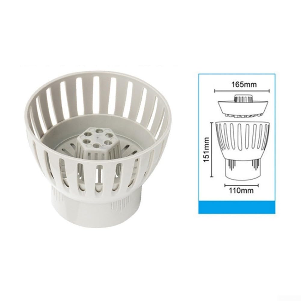 Écumoire de bassin Koi Fish Drain Skimmer Filtre de collecte de feuilles Élimine les feuilles/débris (110 mm)