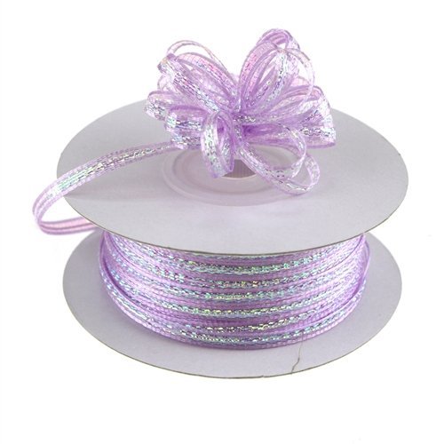 Ben Collection 1/8" X 50 Yards Iridescent Pull String Bows Ribbon (Lavender)