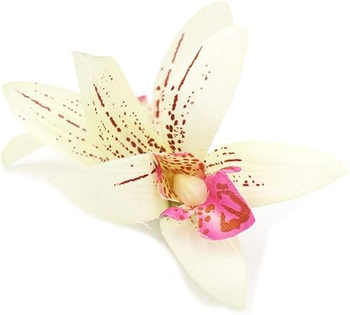 Miniatura 5 de Pinza para el pelo de orquídea Cymbidium crema y fucsia para mujer (paquete de 6), Multicolorido