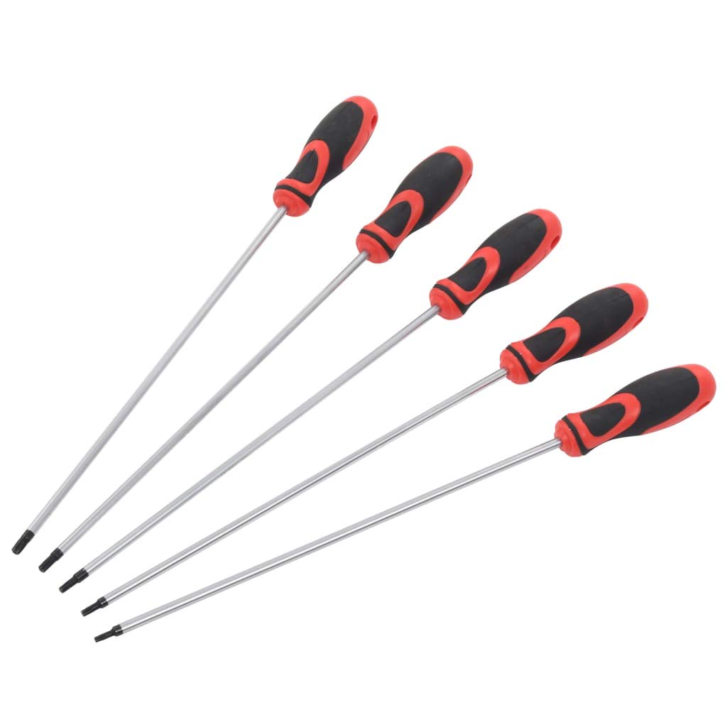 Juego de 5 destornilladores Torx de acero al cromo vanadio de 300 mm de longitud con mango aislado para taller, hogar, coche, bicicleta, reparación, montaje, herramientas manuales precisas