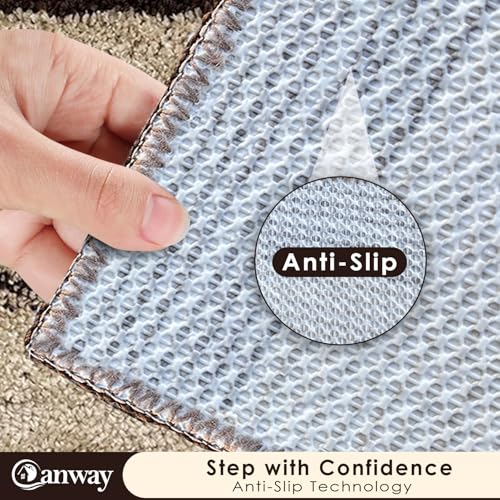 Image of CANWAY 1100 GSM Rectangular 2 Pieces|50 x 35 cm| Anti-Skid Microfiber Bathroom Door Mat, Water Absorbent Floor Mat|Brown