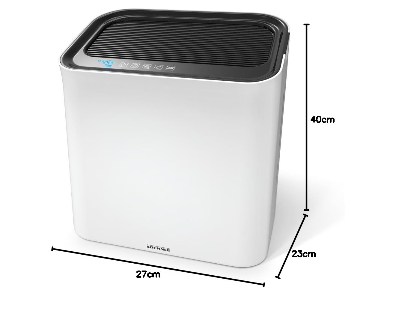 Soehnle Airfresh Wash 500 oczyszczacz powietrza zapewnia zdrowe, czyste, naturalnie wilgotne powietrze, oczyszczacz powietrza z trójwarstwowym systemem filtracji, nawilżacz powietrza z wyświetlaczem