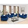 3-Piece Velvet Upholstered Living Room Furniture Set, Including 3-Seater Sofa, Loveseat and Single Sofa Chair with…