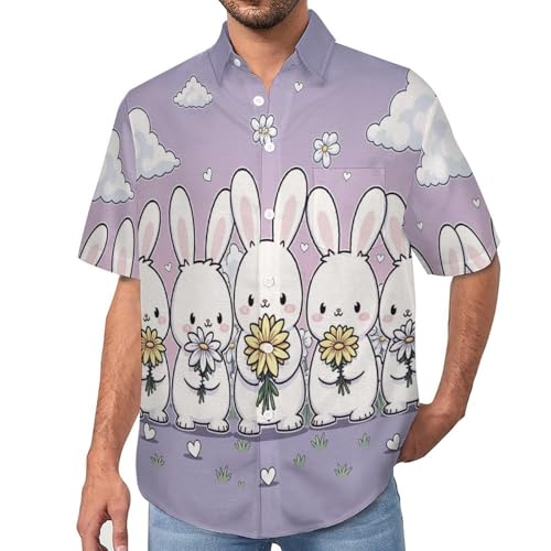 Chemise décontractée pour homme grande taille S à 7XL motif lapin dessin animé