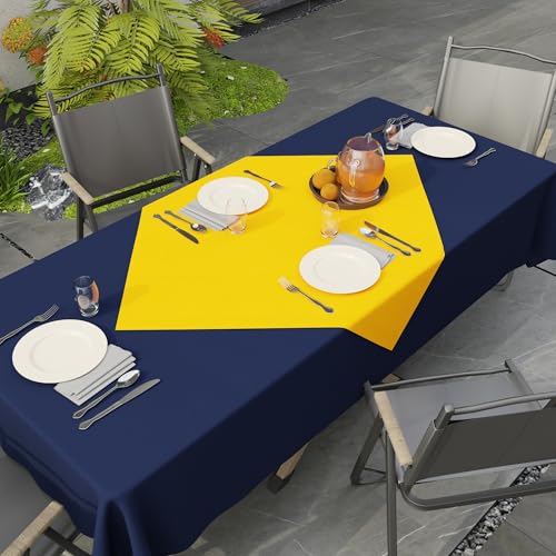 Image of Encasa XO Dining Table Cover Cloth for 4 Seater | 90x90 cm Cotton Canvas Square Table Cloth | Machine Washable Tablecloth for Indoor & Outdoor Use - Sunbeam Yellow Solid Color