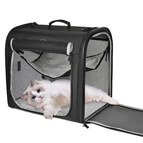 Wakytu Portable Large Cat Carrier, Soft-Sided Pet Crate And Kennel For Small Medium Dog | Arch Design, 4 Mesh Windows, 3 Entrance, Hammocks, Lockable Zipper | Perfect For Travel Indoor And Outdoor Use #TOP8