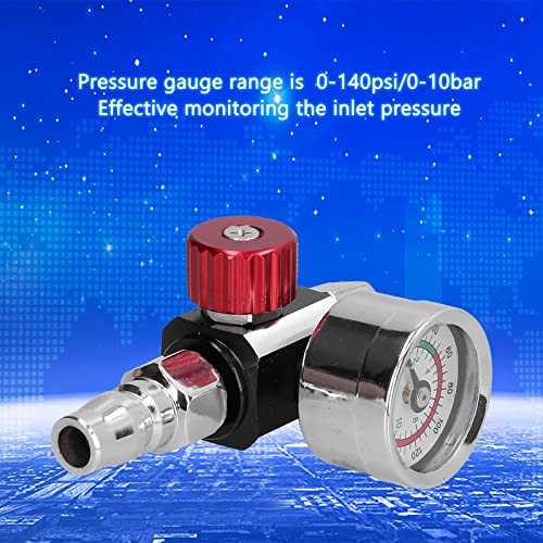 LackierpistoleLuftdruckregler, Silber Rot Edelstahl Beste Spritzwirkung Lackierpistolen Luftregler für pneumatische Spritzpistole