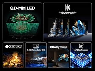 TCL 50C7K 55" QD-Mini LED TV, 4K HDR Premium 2000, Smart Google TV, 144Hz Motion Clarity Pro (Dolby Vision IQ & Atmos, HVA-Panel, Game Master)