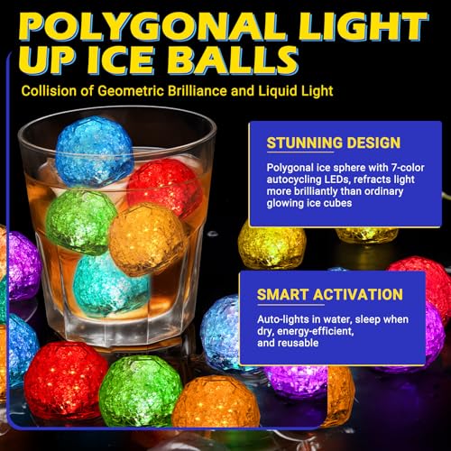 Cubos de hielo LED reutilizables multicolor, pack 60 miniatura 4